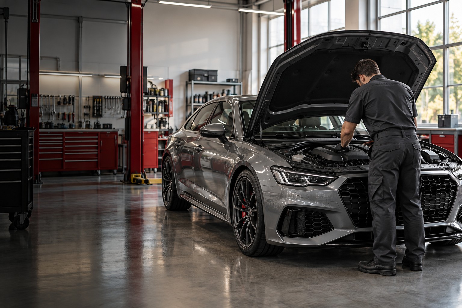 Automotive workshop illustration